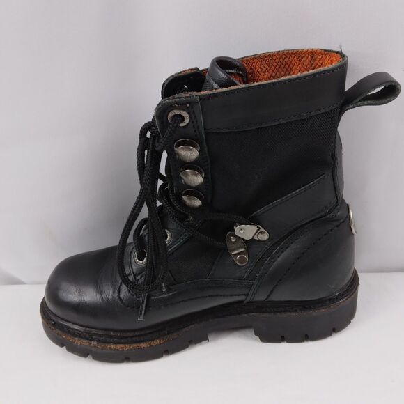 HARLEY DAVIDSON Leather Motorcycle Boots Mid Calf Combat Patch Women's 6.5 - Picture 9 of 15
